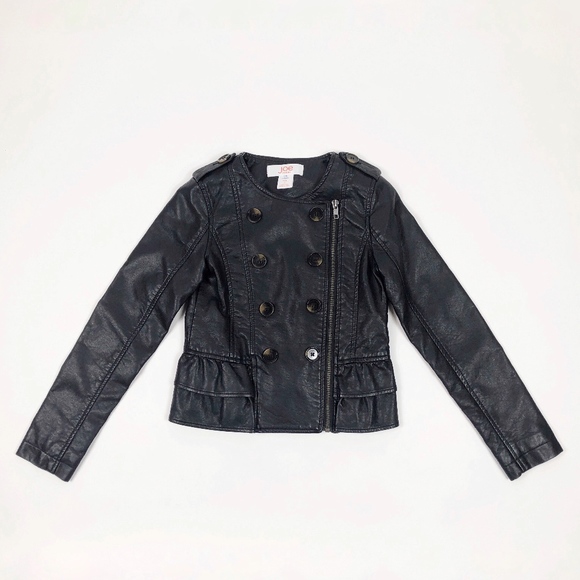Joe Fresh Girls Black Faux Leather Moto Jacket - Picture 1 of 4